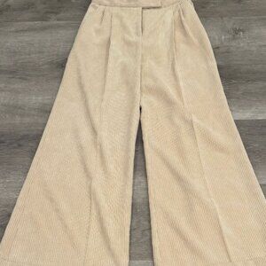 Via Masini 80 Pants Corduroy Wide Leg Pleated Zip Closure Womens 40 Made Italy